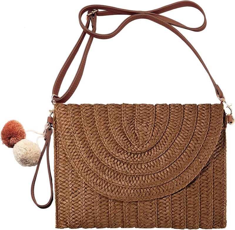 LUOFMISS Straw Clutch Bag Woven Purse for Women Shoulder Bag Casual Beach Rattan Handmade Wallet - Image 1